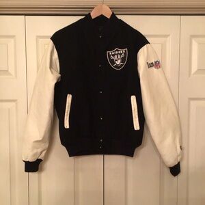 RARE Vintage 80s NFL Raiders Chalk Line Varsity Bomber Jacket